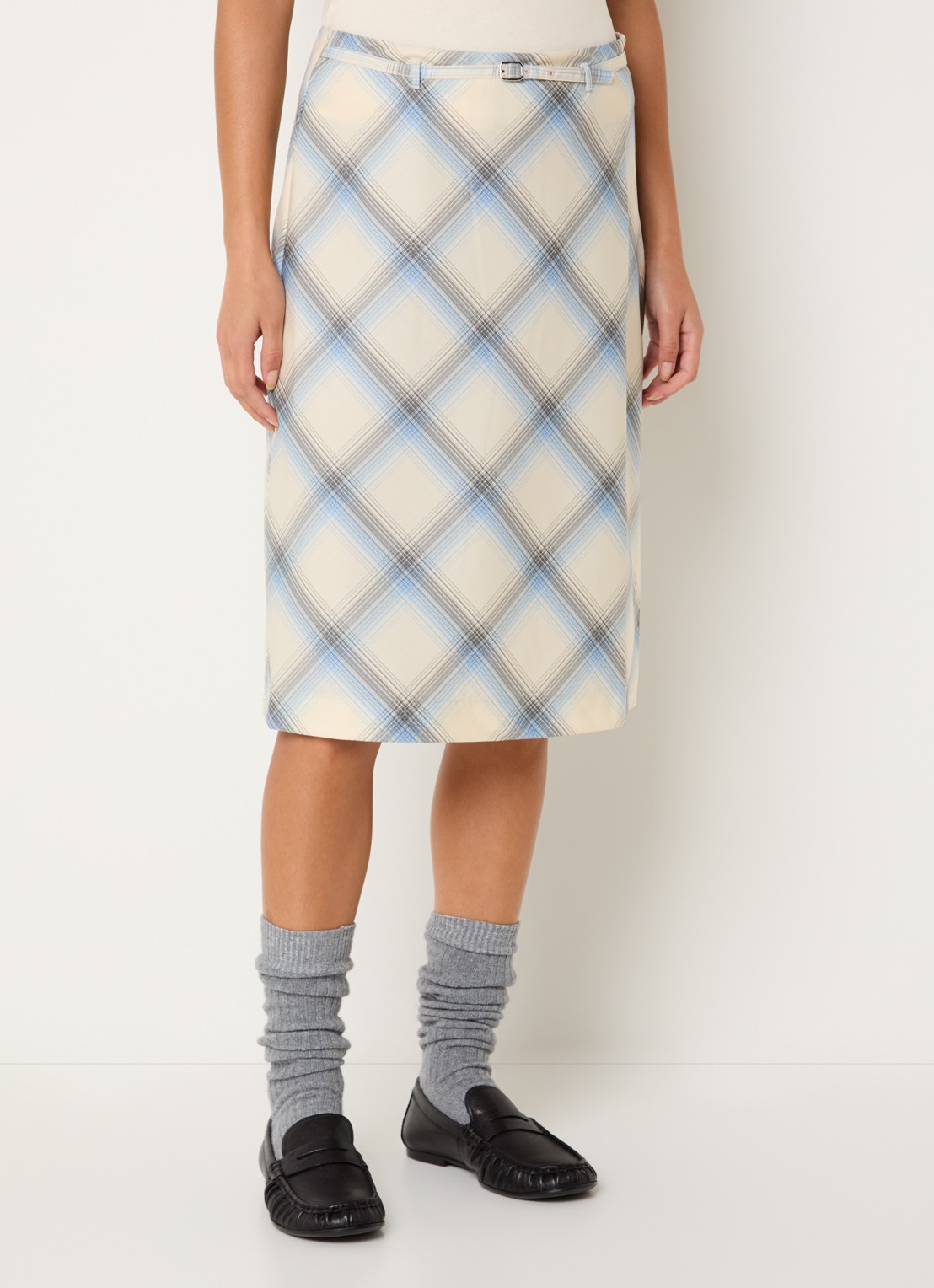 SAMSØE SAMSØE Sapalm midi rok met print - detail 4 lichtblauw