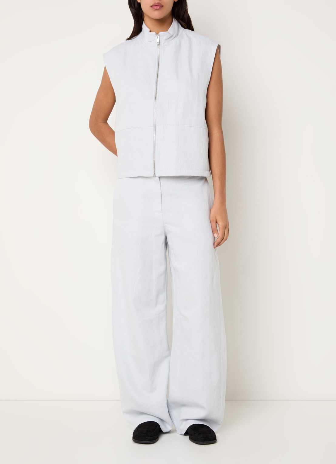 SAMSØE SAMSØE Saroko high waist loose fit pantalon met steekzakken - voorkant 4 gebroken wit