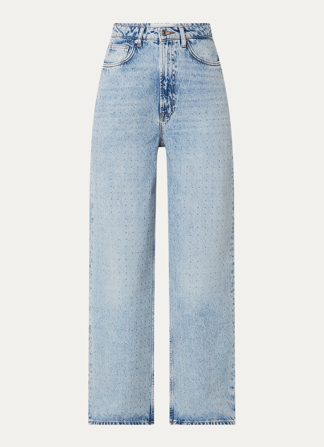 SAMSØE SAMSØE Sashelly high waist wide leg jeans van  katoen met  studs - voorkant indigo