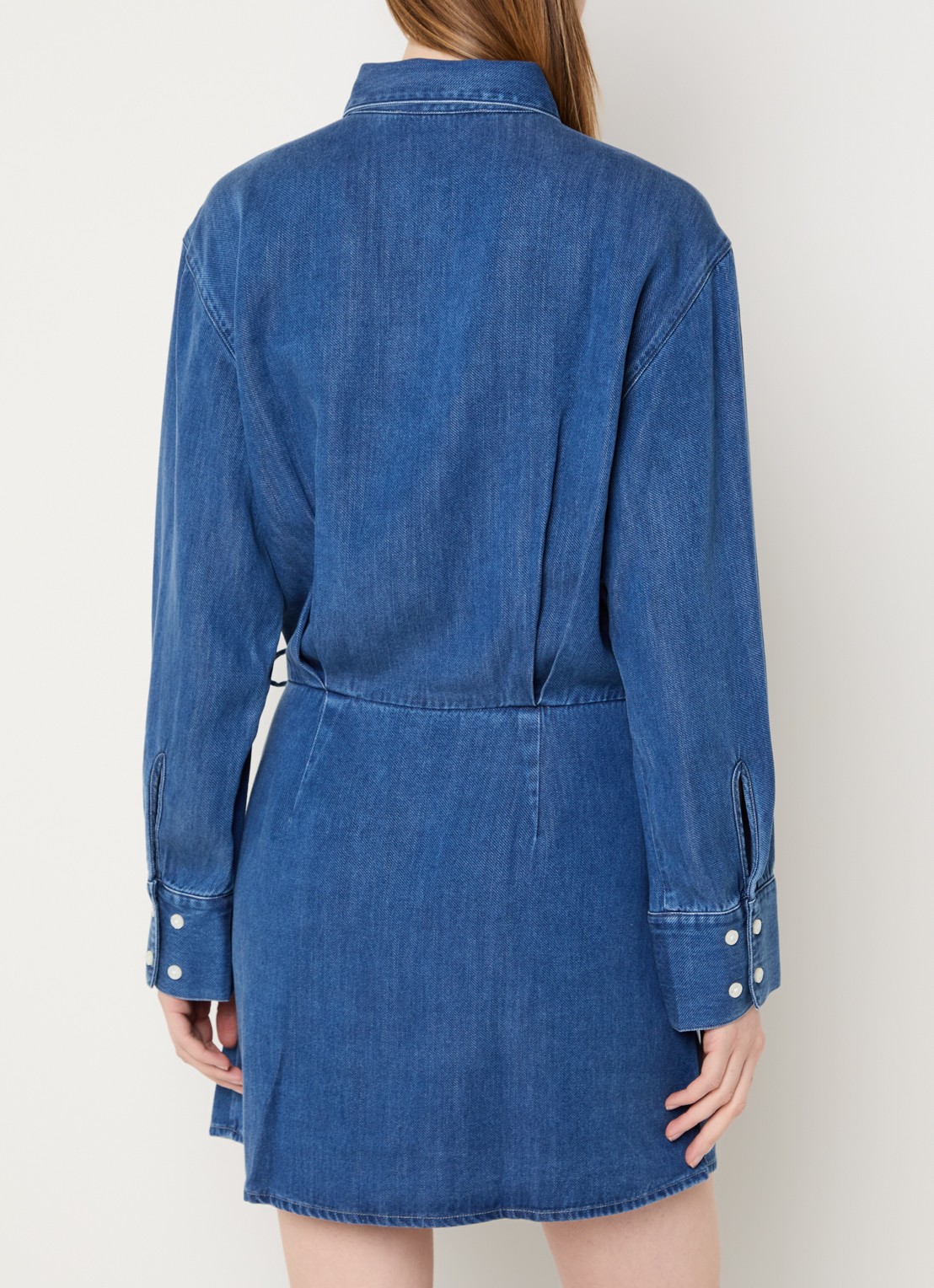 SAMSØE SAMSØE Sasky mini blousejurk van denim  - achterkant blauw