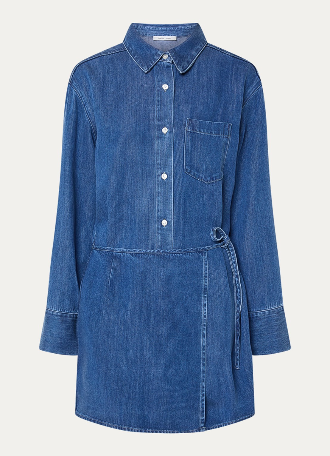 SAMSØE SAMSØE Sasky mini blousejurk van denim  - voorkant 2 blauw