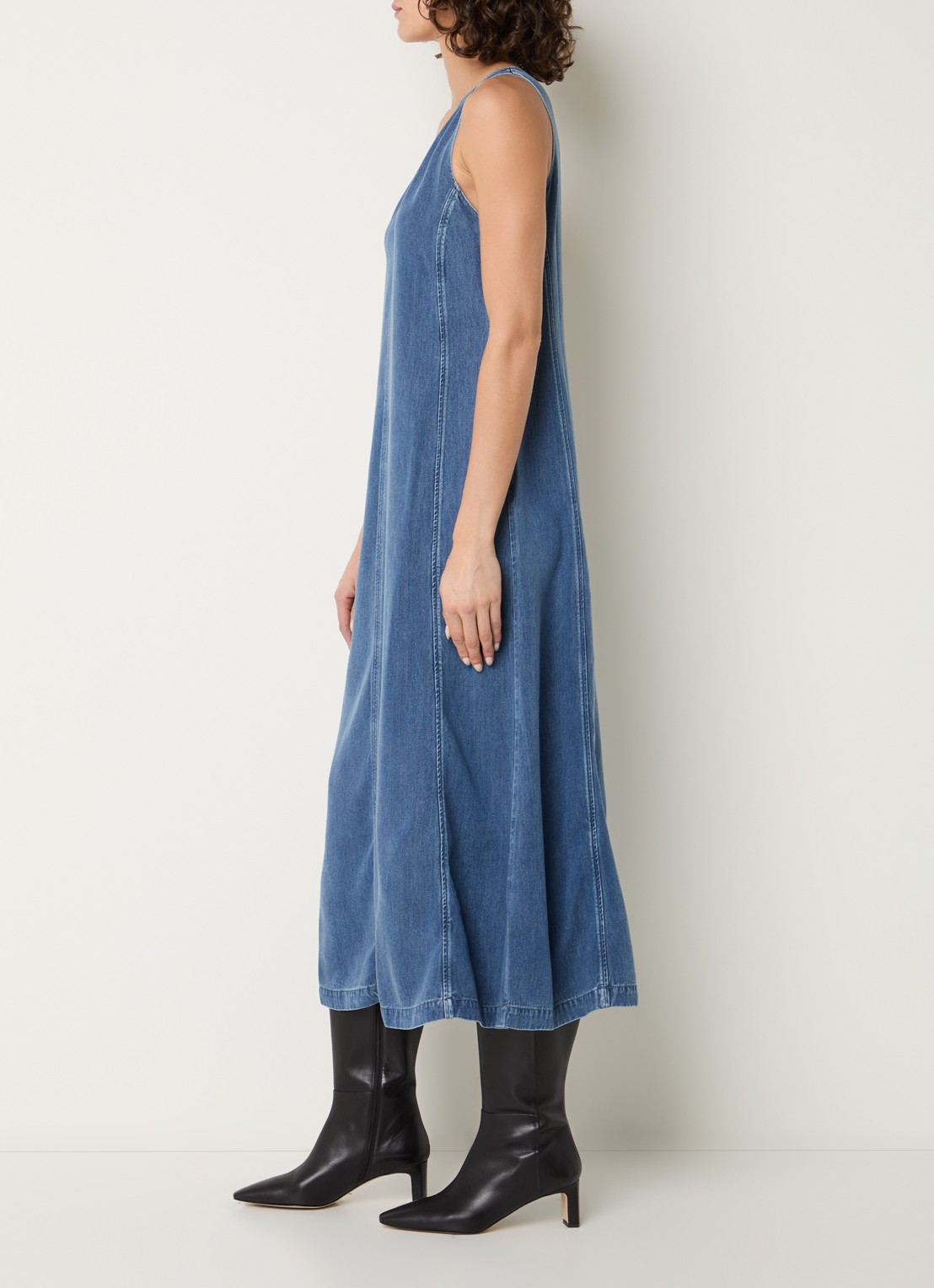 SAMSØE SAMSØE Saskylar midi jurk met V-hals - voorkant 2 blauw