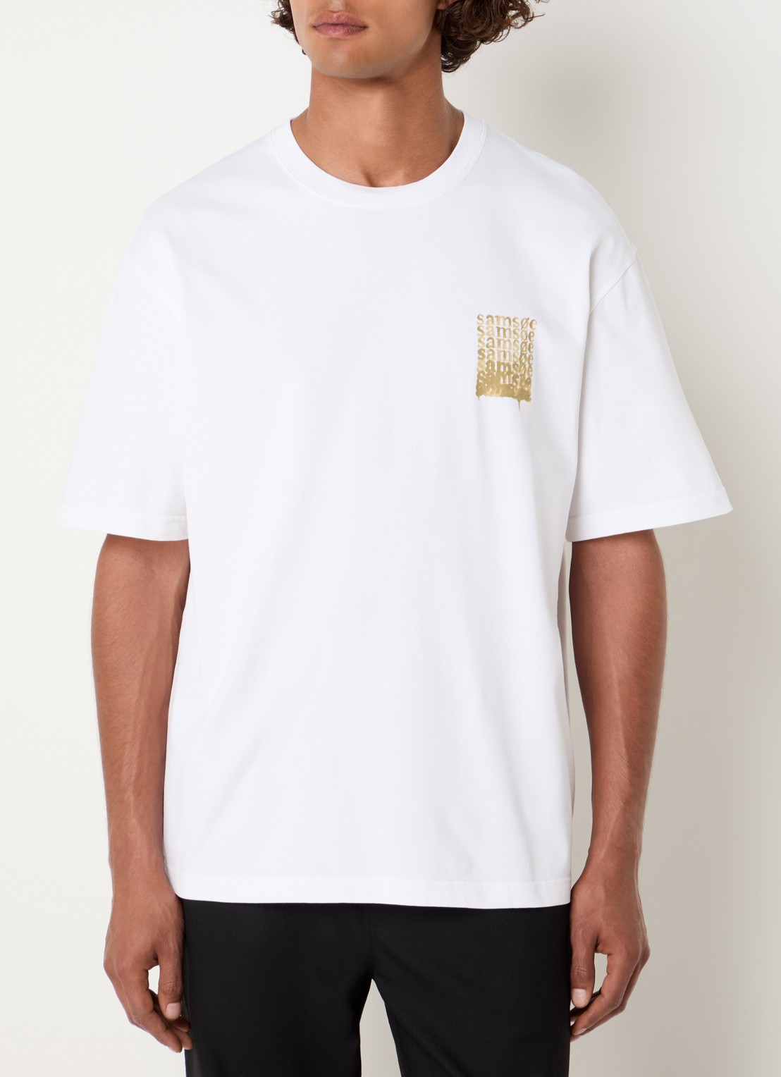 SAMSØE SAMSØE Sasteven T-shirt met front- en backprint - achterkant geel