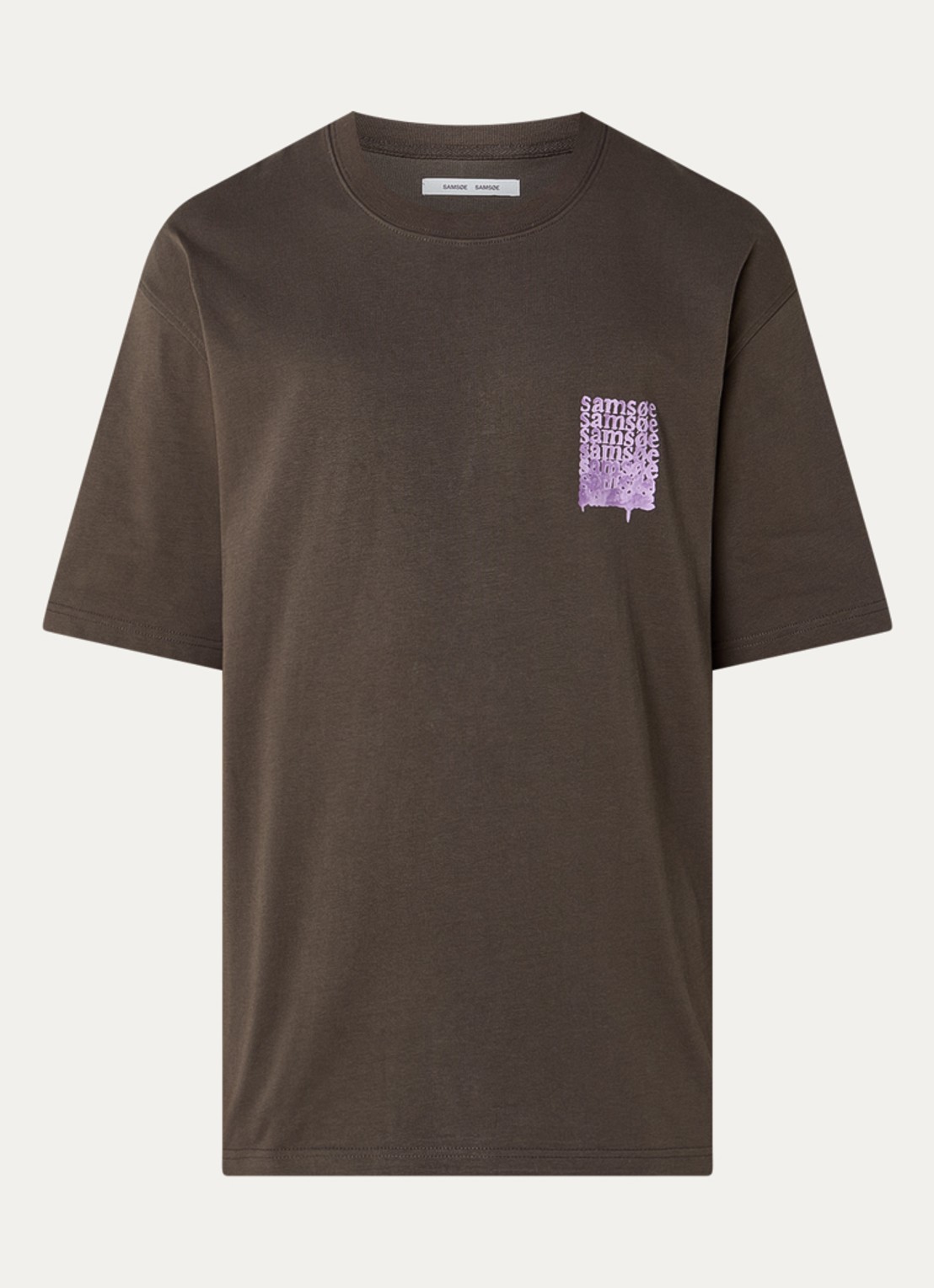SAMSØE SAMSØE Sasteven T-shirt met front- en backprint - voorkant 2 bruin