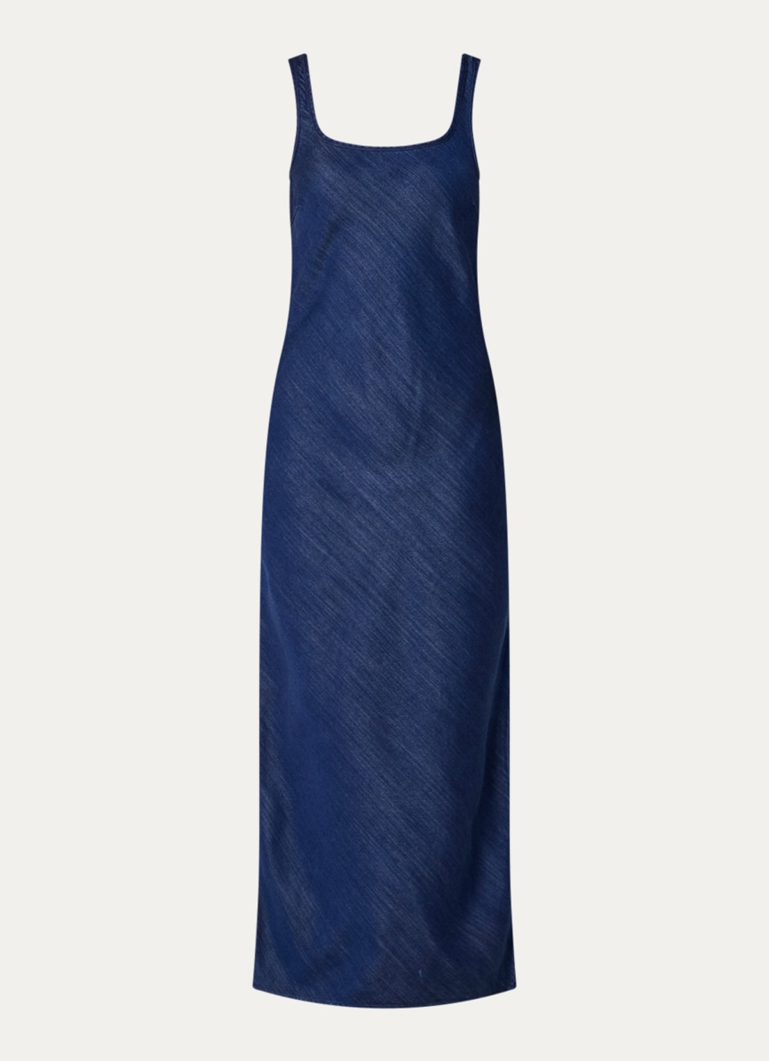 SAMSØE SAMSØE Sasunna maxi jurk van chambray met split - voorkant 3 indigo
