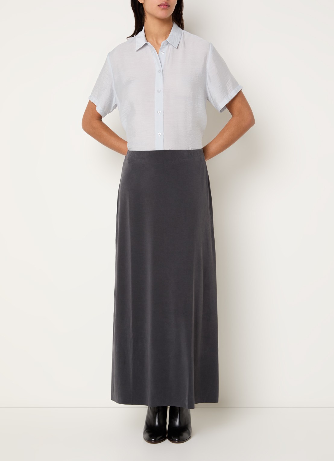 SAMSØE SAMSØE Sasusanna maxi rok van jersey - voorkant 3 zwart