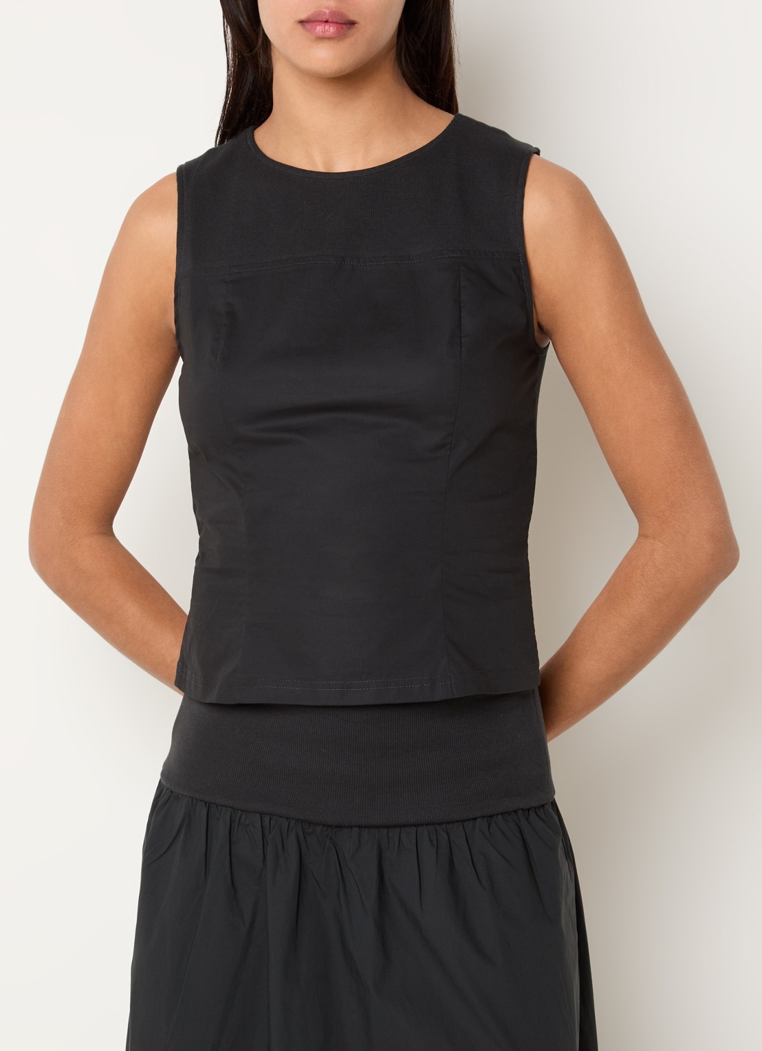 SAMSØE SAMSØE Sathea tanktop met ronde hals - detail antraciet