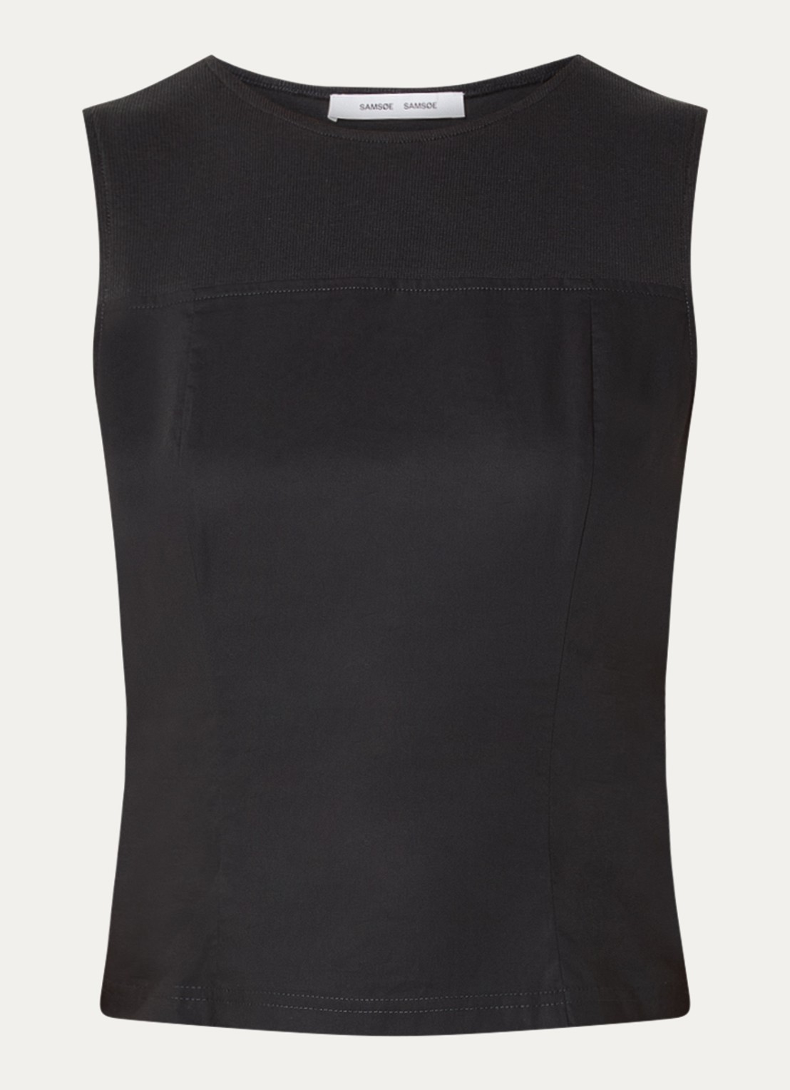 SAMSØE SAMSØE Sathea tanktop met ronde hals - voorkant 3 antraciet