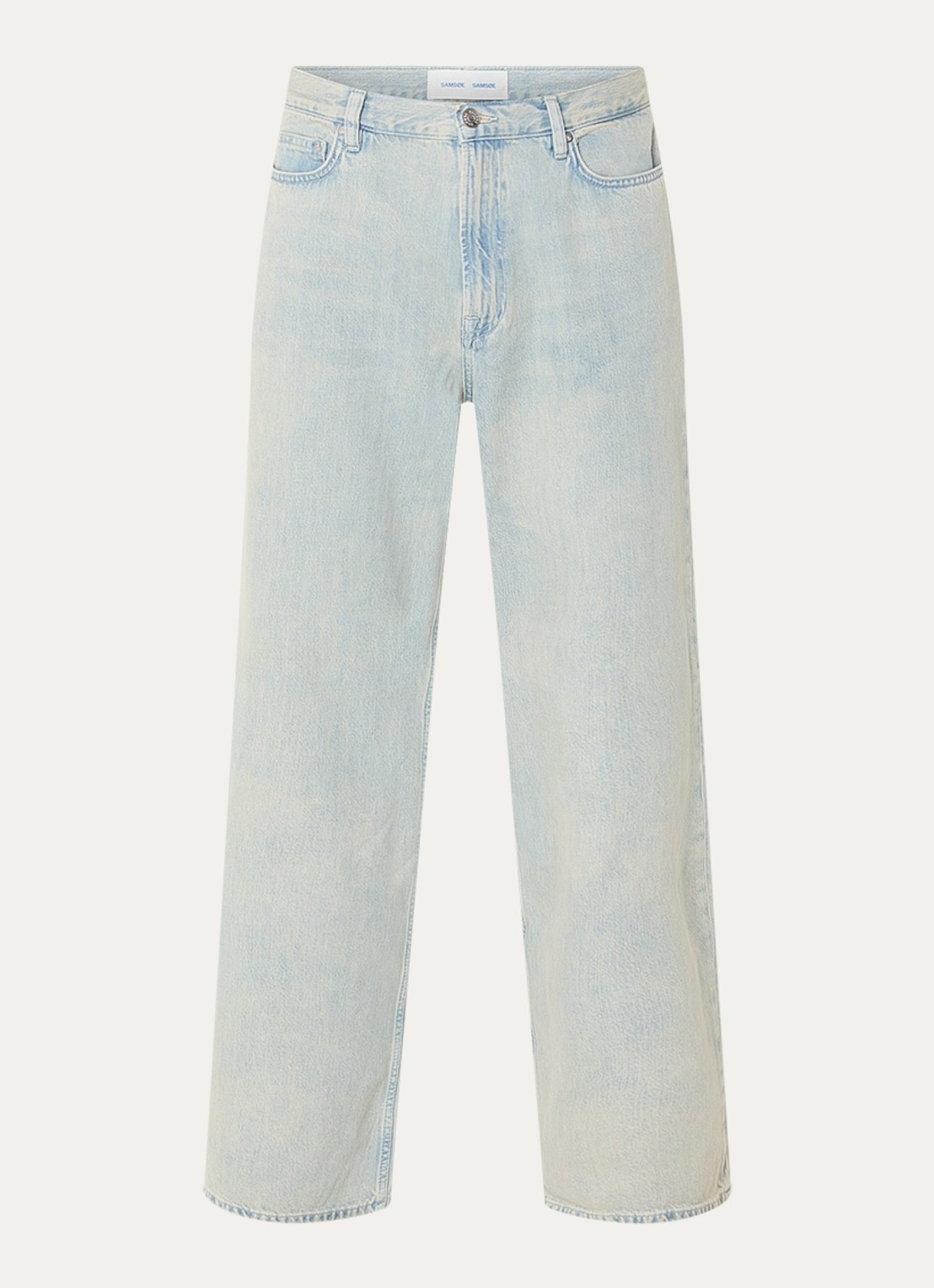 SAMSØE SAMSØE Satimothy wide leg jeans met lichte wassing - voorkant 2 indigo