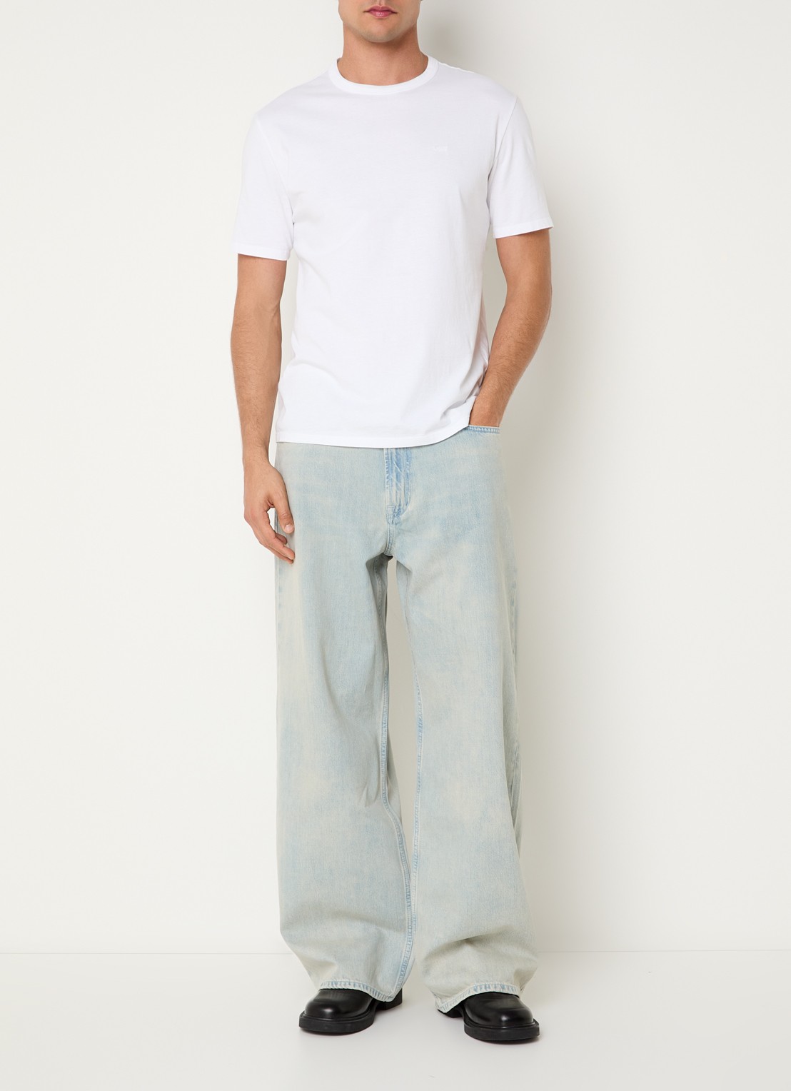 SAMSØE SAMSØE Satimothy wide leg jeans met lichte wassing - voorkant 3 indigo