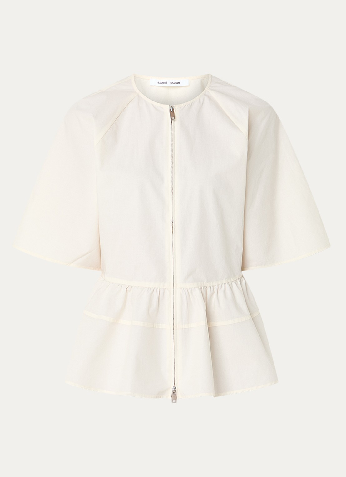 SAMSØE SAMSØE Satoman blouse in linnenblend - voorkant 2 gebroken wit