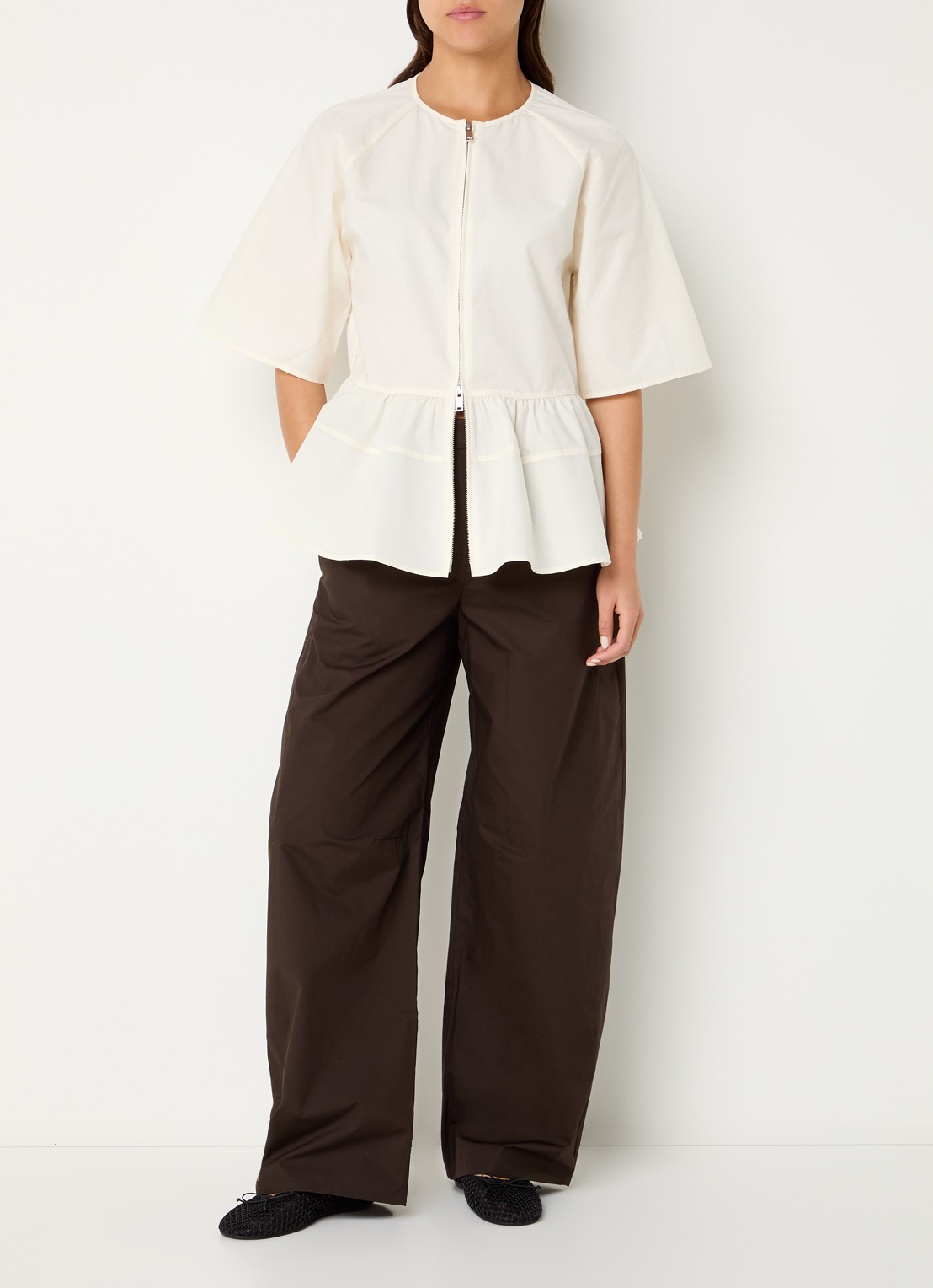 SAMSØE SAMSØE Satoman blouse in linnenblend - voorkant 3 gebroken wit