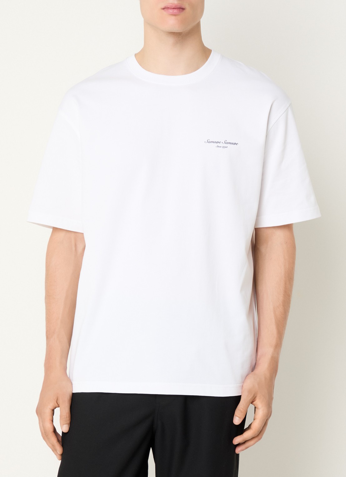 SAMSØE SAMSØE Sauni T-shirt met logo- en backprint - achterkant 3 wit