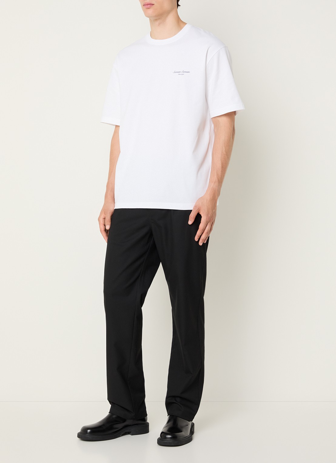 SAMSØE SAMSØE Sauni T-shirt met logo- en backprint - voorkant 2 wit