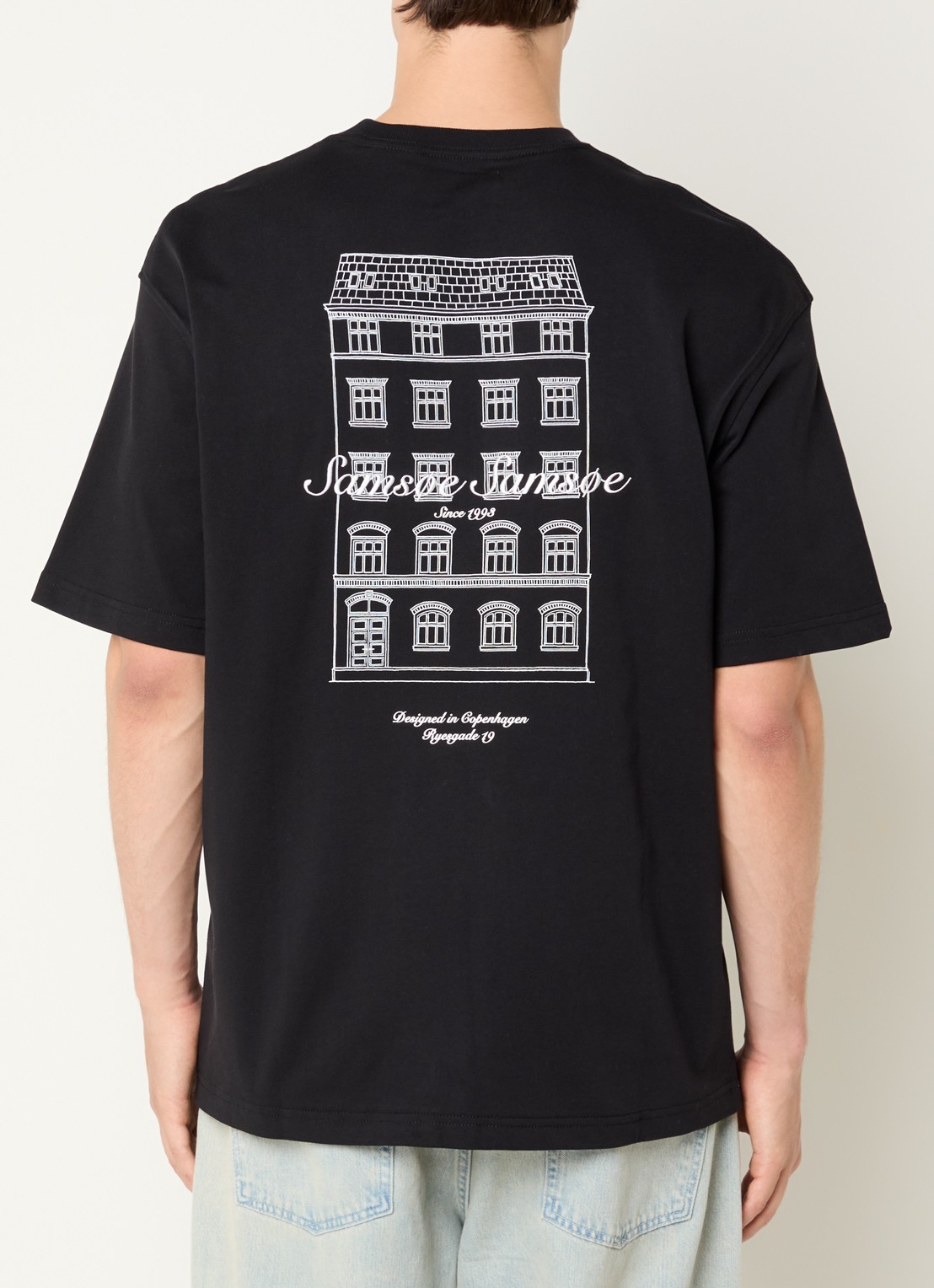SAMSØE SAMSØE Sauni T-shirt met logo- en backprint - detail 2 zwart
