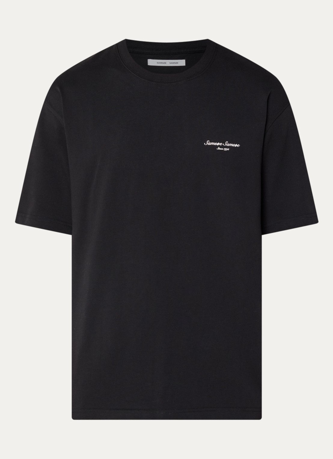 SAMSØE SAMSØE Sauni T-shirt met logo- en backprint - voorkant 3 zwart