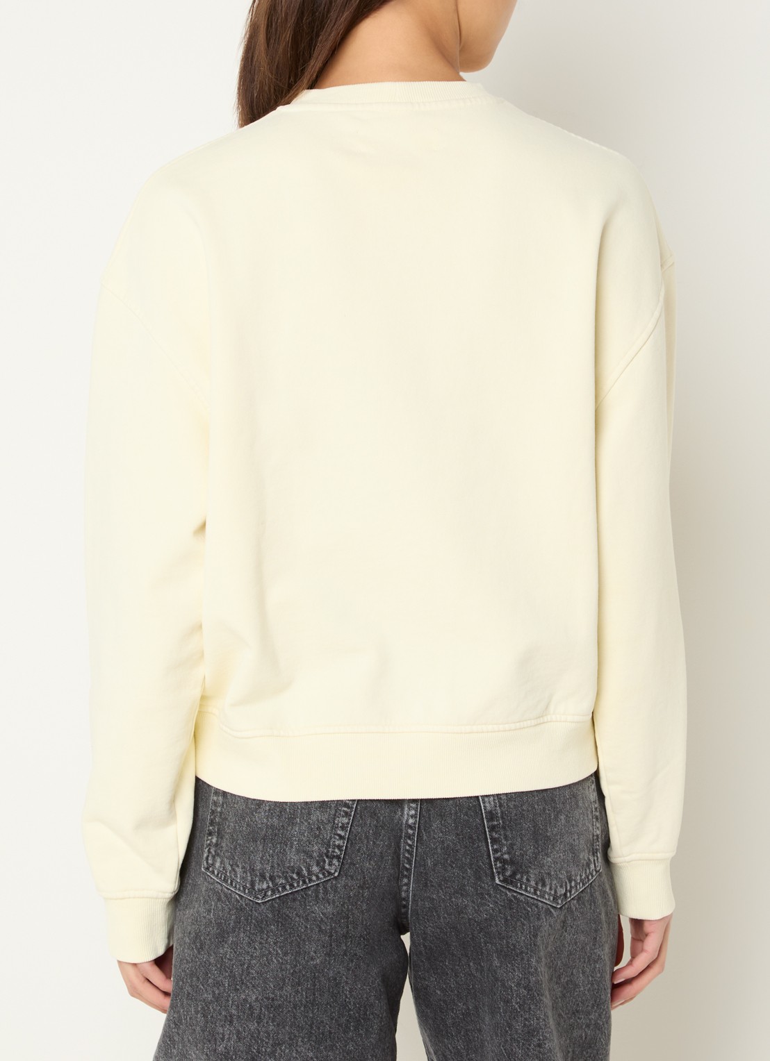 SAMSØE SAMSØE Savan sweater met logoborduring - achterkant 2 lichtgeel