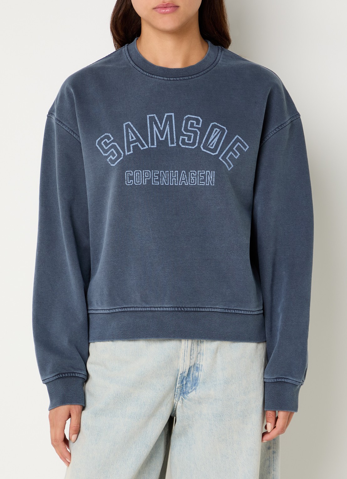 SAMSØE SAMSØE Savan sweater met logoprint - detail 2 indigo