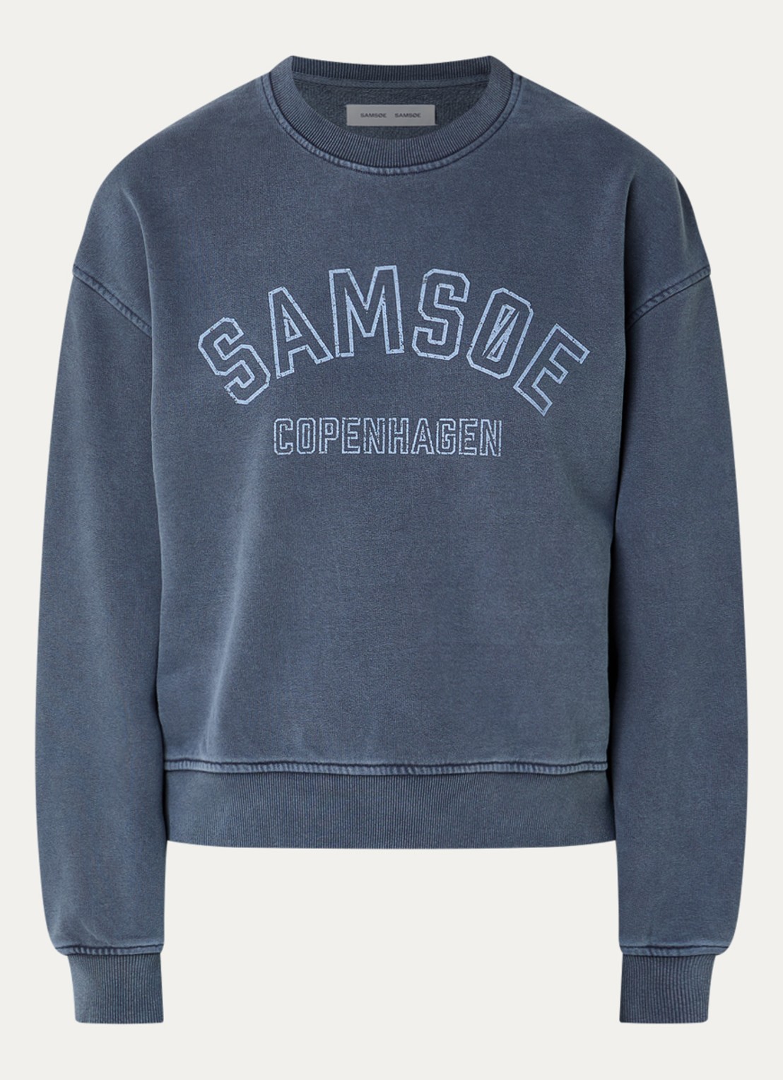 SAMSØE SAMSØE Savan sweater met logoprint - voorkant 3 indigo