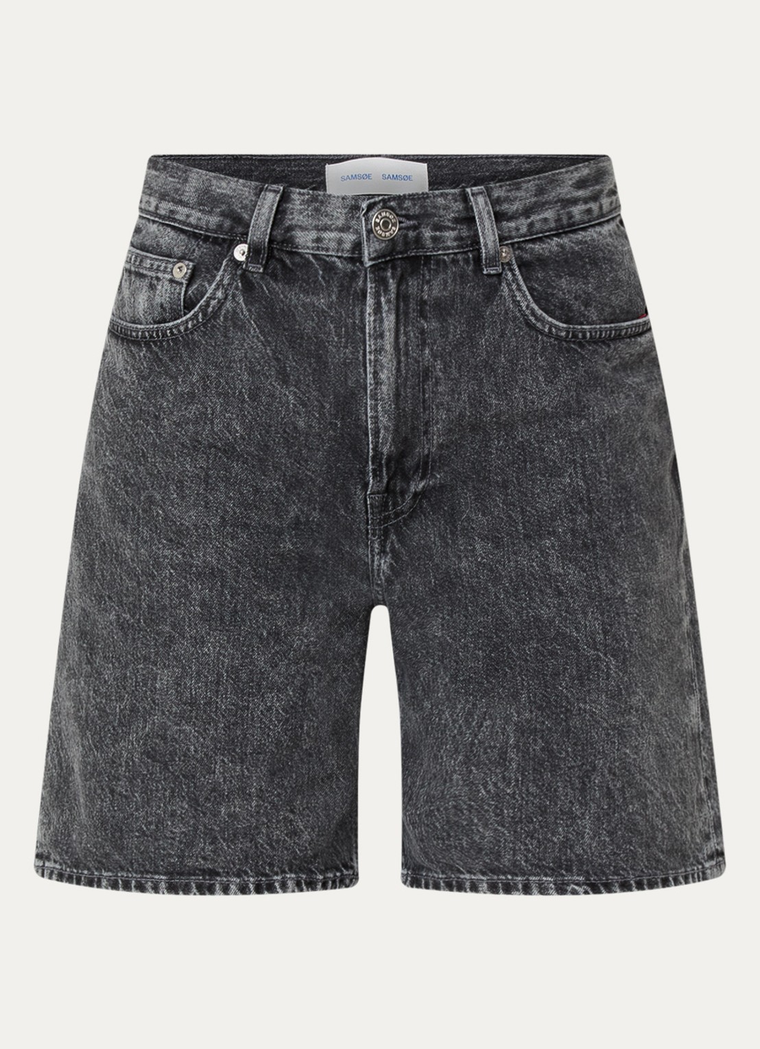 SAMSØE SAMSØE Shelly high waist wide fit korte broek van denim - voorkant 3 donkergrijs