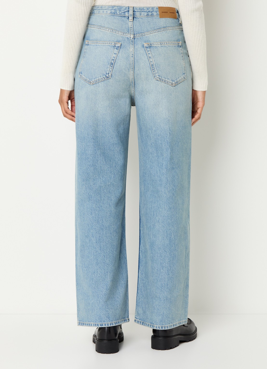 SAMSØE SAMSØE Shelly high waist wide leg jeans met steekzakken - achterkant jeans