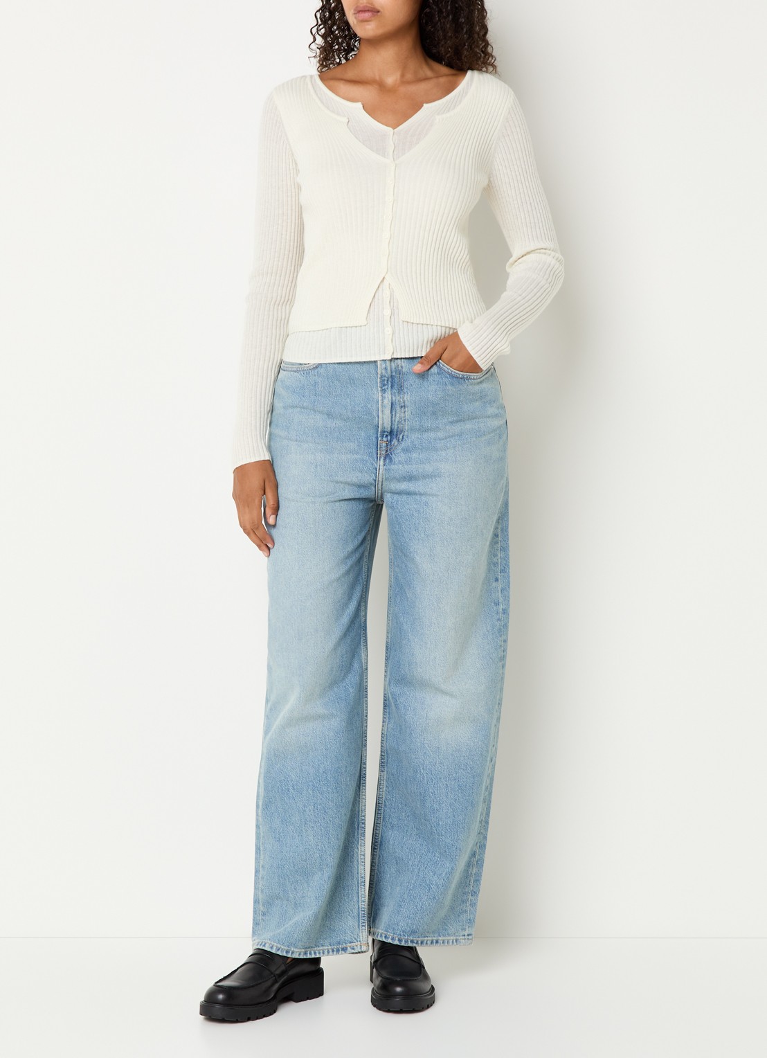 SAMSØE SAMSØE Shelly high waist wide leg jeans met steekzakken - voorkant 3 jeans