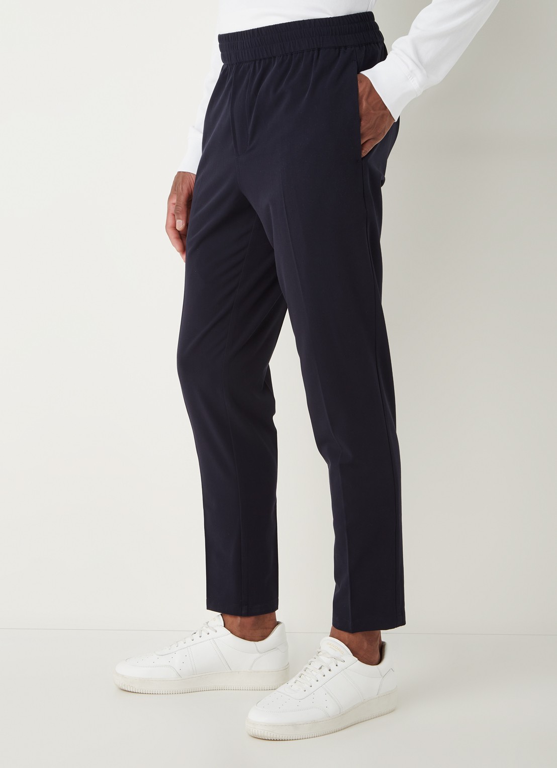 SAMSØE SAMSØE Smithy tapered fit cropped pantalon met persplooi - detail 5 donkerblauw