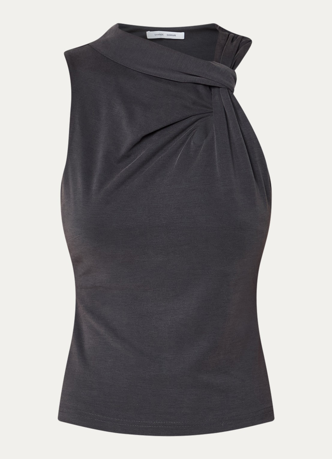 SAMSØE SAMSØE Susy tanktop met geknoopt detail - voorkant antraciet