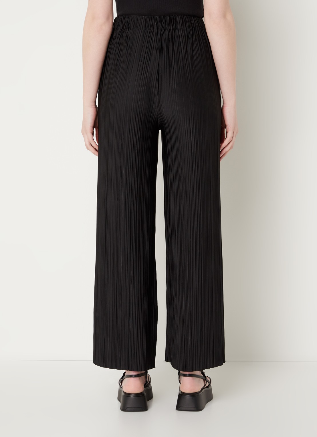 SAMSØE SAMSØE Uma high waist loose fit cropped pantalon met plissé - achterkant zwart