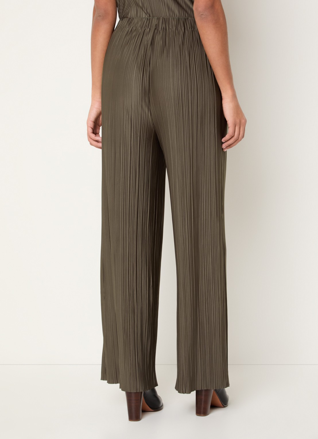 SAMSØE SAMSØE Uma high waist loose fit pantalon met ribstructuur - achterkant bruin