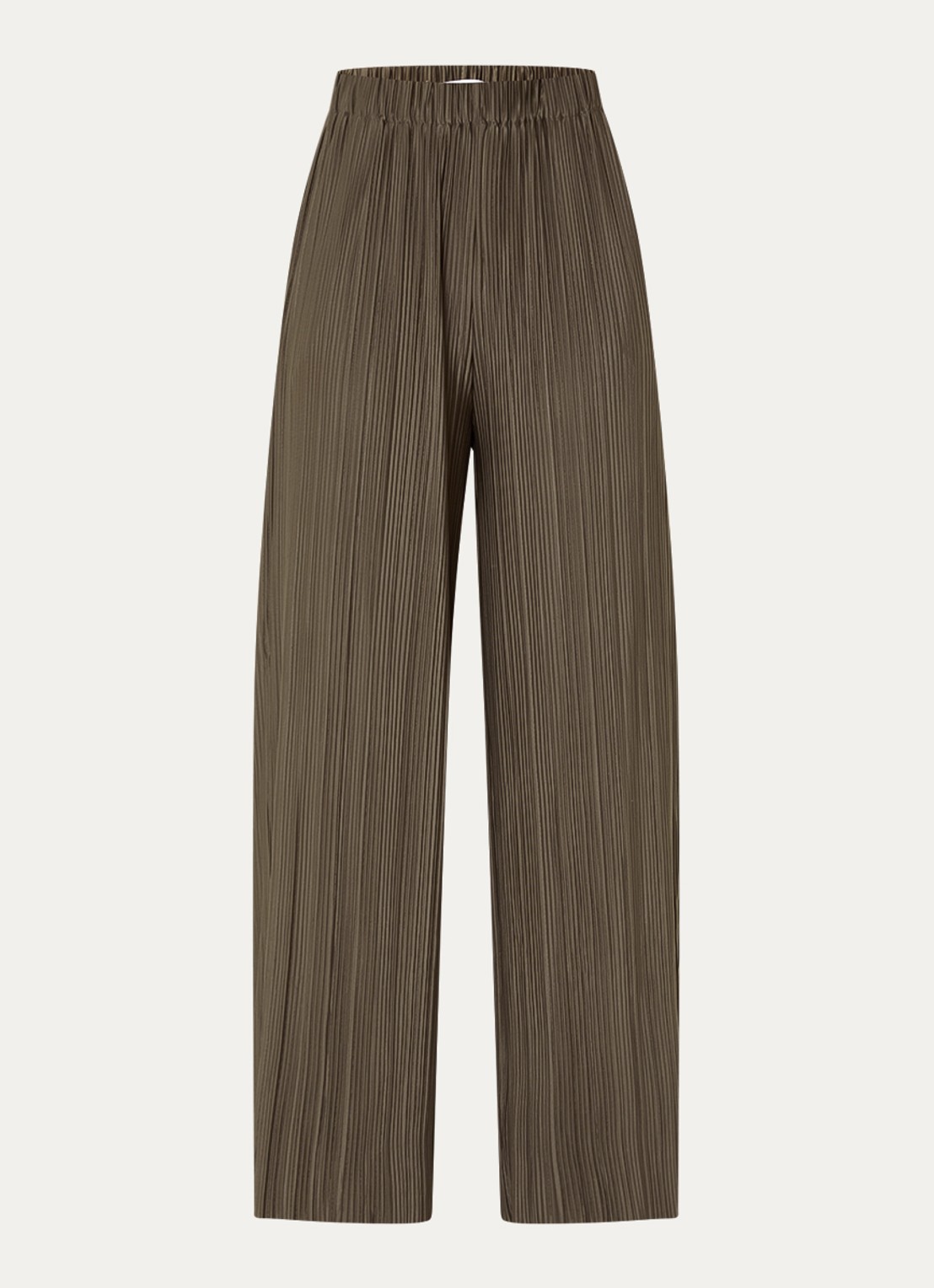 SAMSØE SAMSØE Uma high waist loose fit pantalon met ribstructuur - voorkant 2 bruin