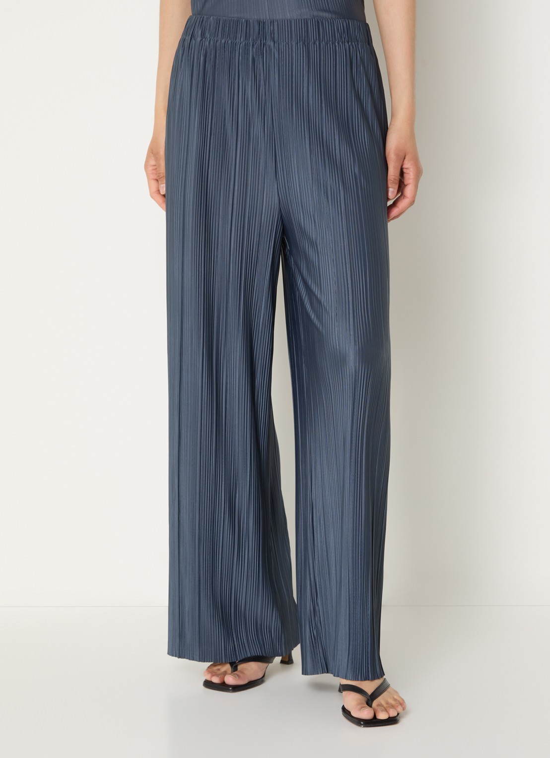 SAMSØE SAMSØE Uma high waist straight fit broek met steekzakken  - detail 2 blauwgrijs