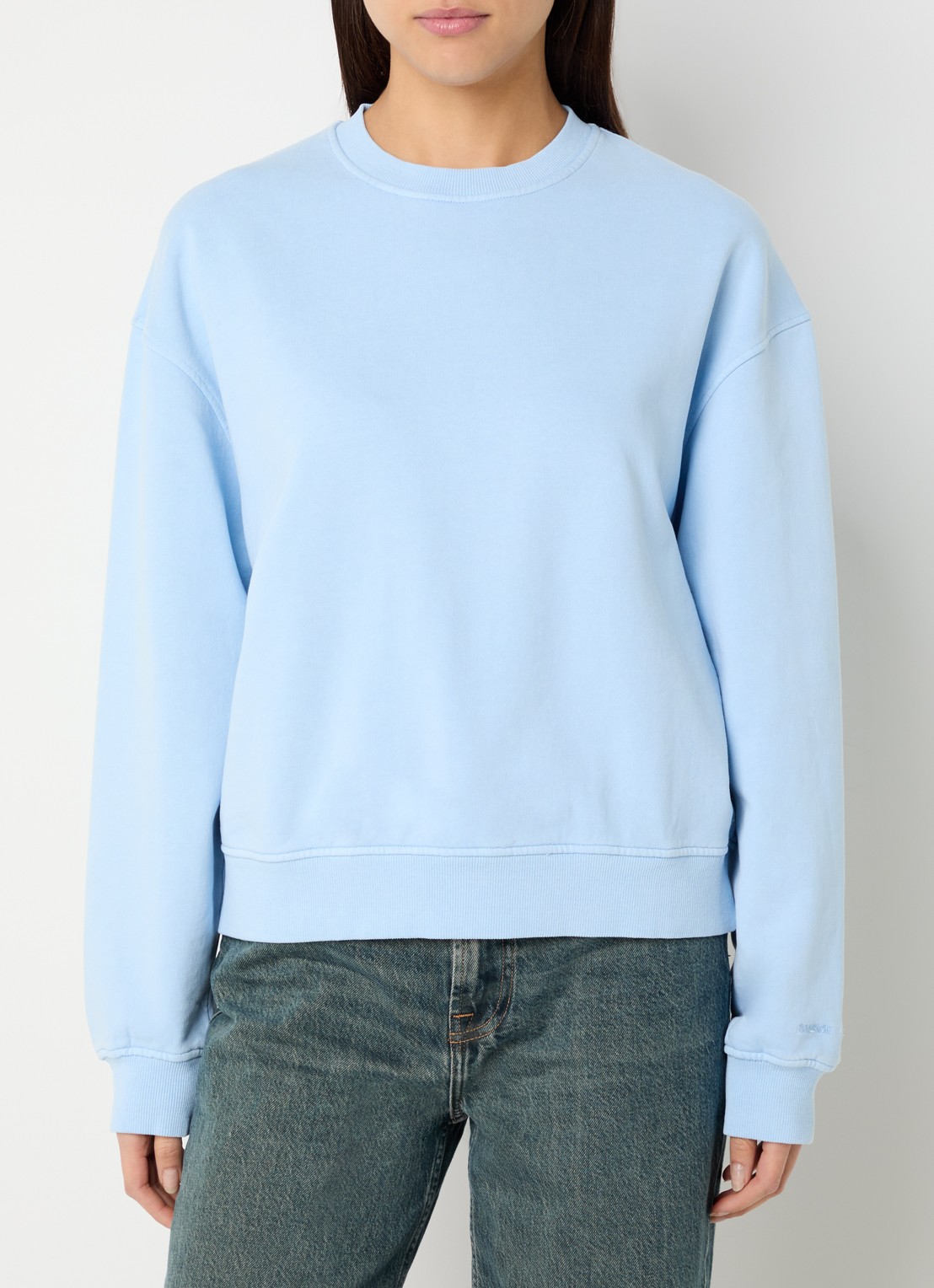 SAMSØE SAMSØE Van sweater met ronde hals - detail lichtblauw