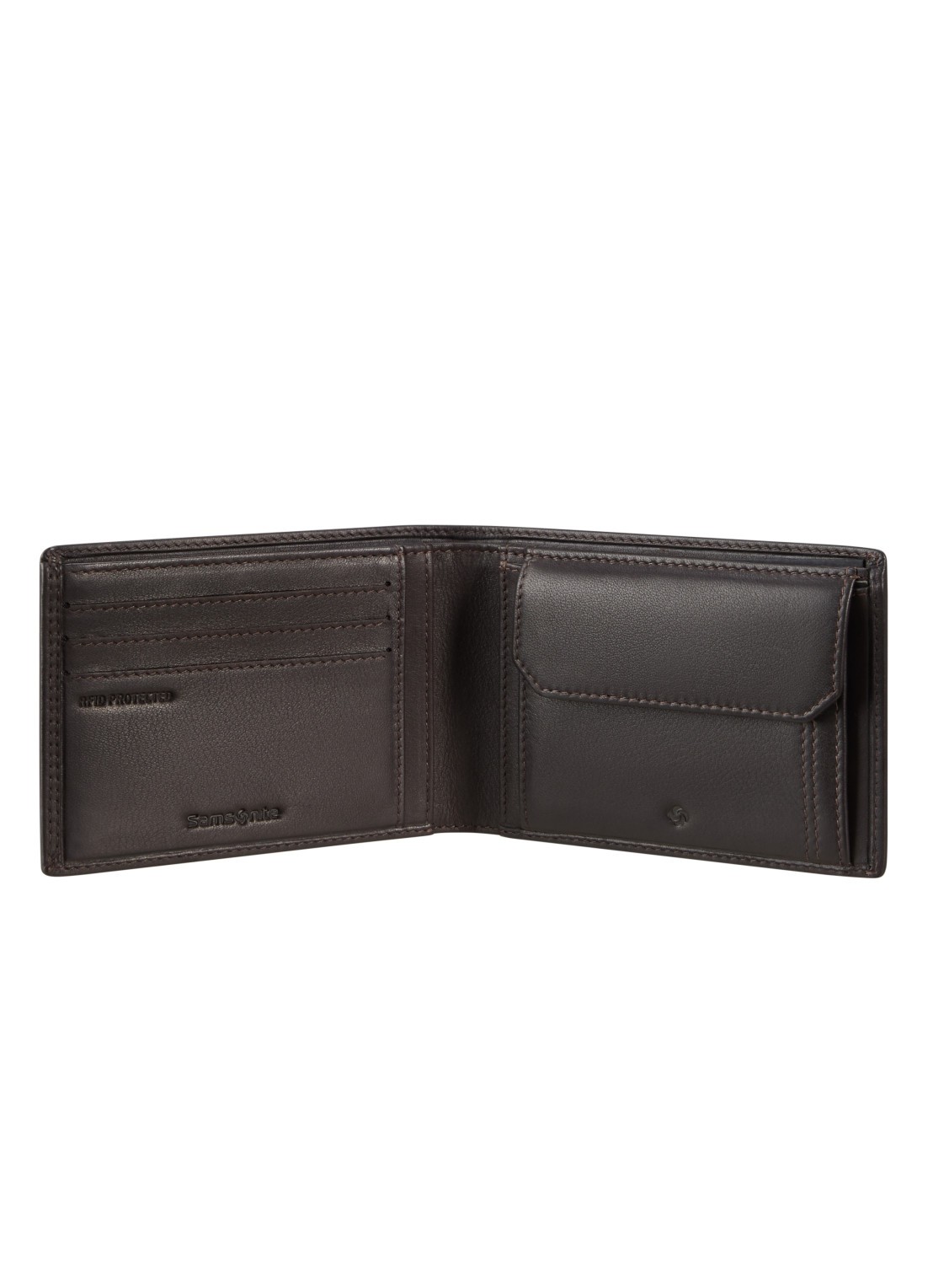 Samsonite Attack 2 SLG portemonnee van leer - voorkant 2 donkerbruin