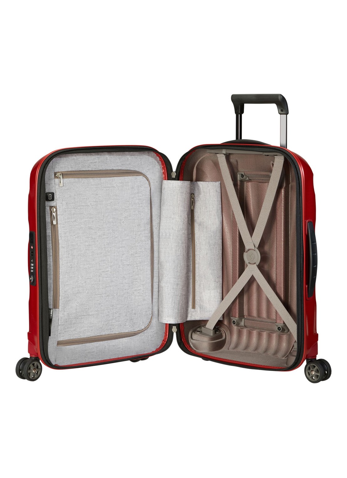 Samsonite C-Lite uitbreidbare spinner met USB-poort 55 cm - voorkant 5 steenrood