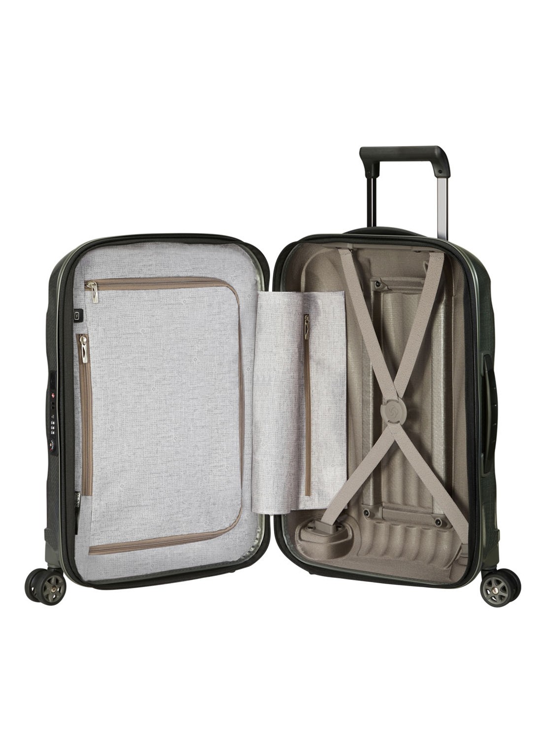 Samsonite C-Lite uitbreidbare spinner met USB-poort 55 cm - voorkant 5 groen