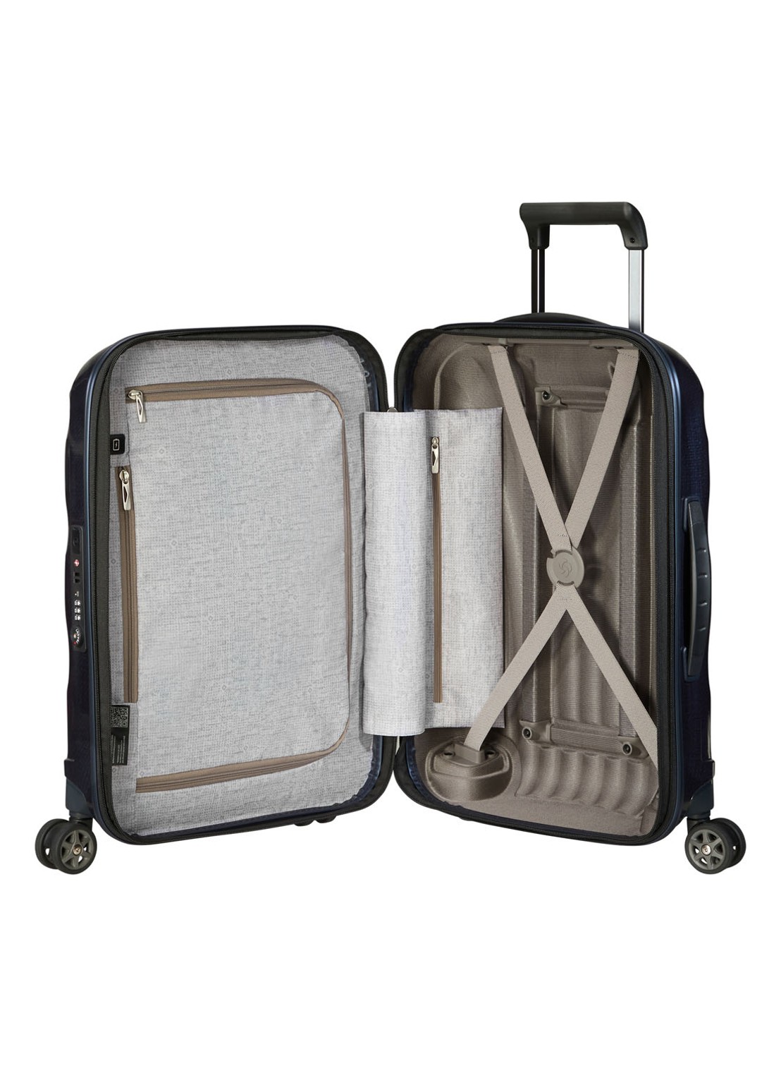 Samsonite C-Lite uitbreidbare spinner met USB-poort 55 cm - voorkant 2 donkerblauw