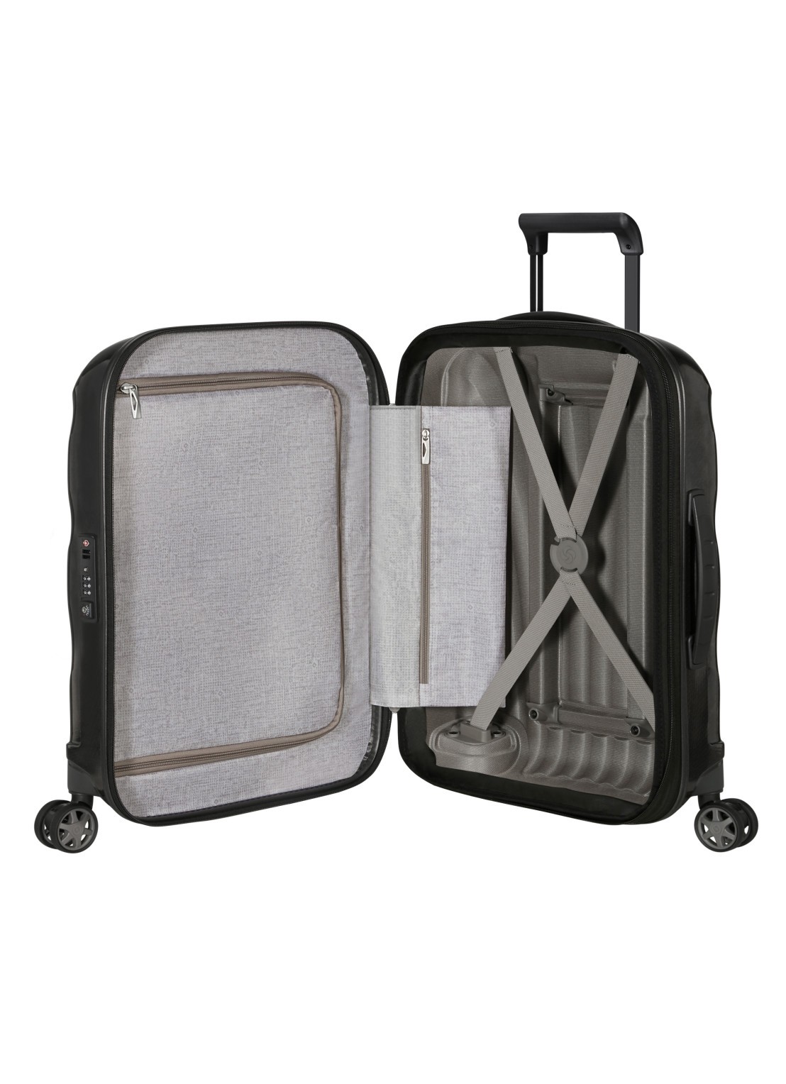 Samsonite C-Lite vergrootbare spinner 55 cm - achterkant 3 zwart