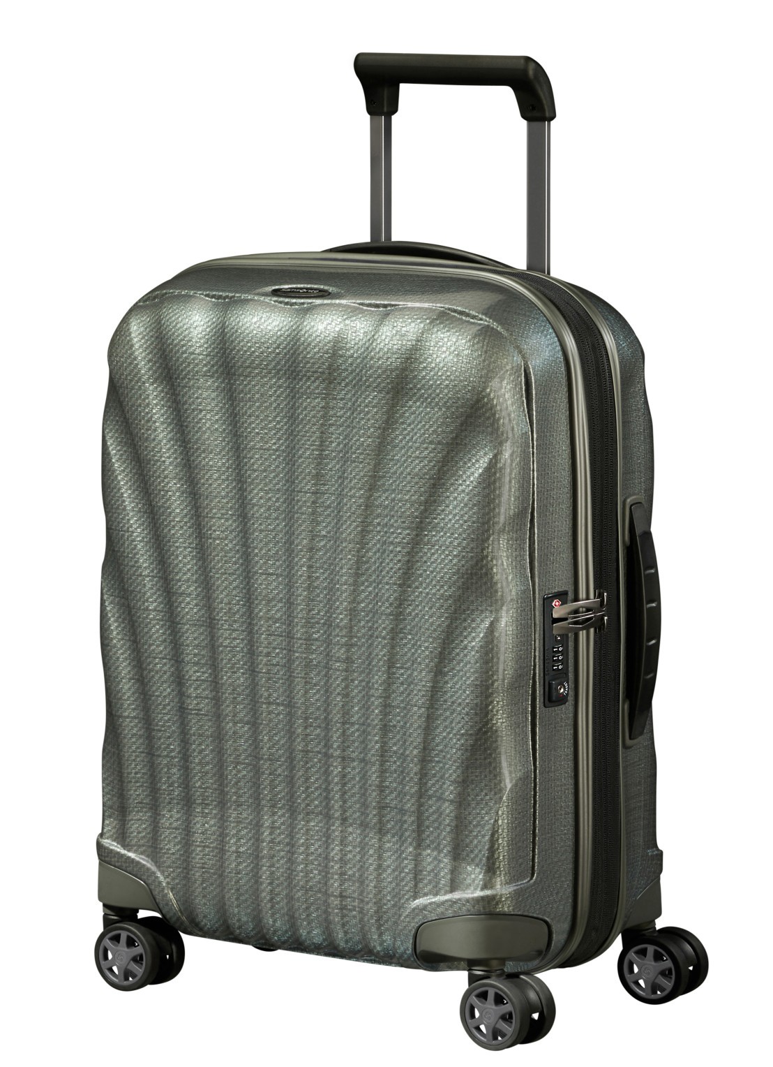 Samsonite C-Lite vergrootbare spinner 55 cm - voorkant 3 legergroen