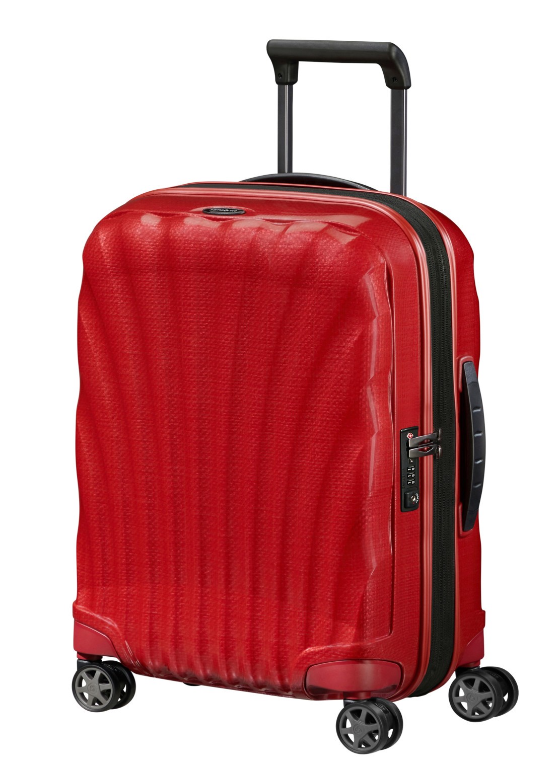 Samsonite C-Lite vergrootbare spinner 55 cm - voorkant 4 rood