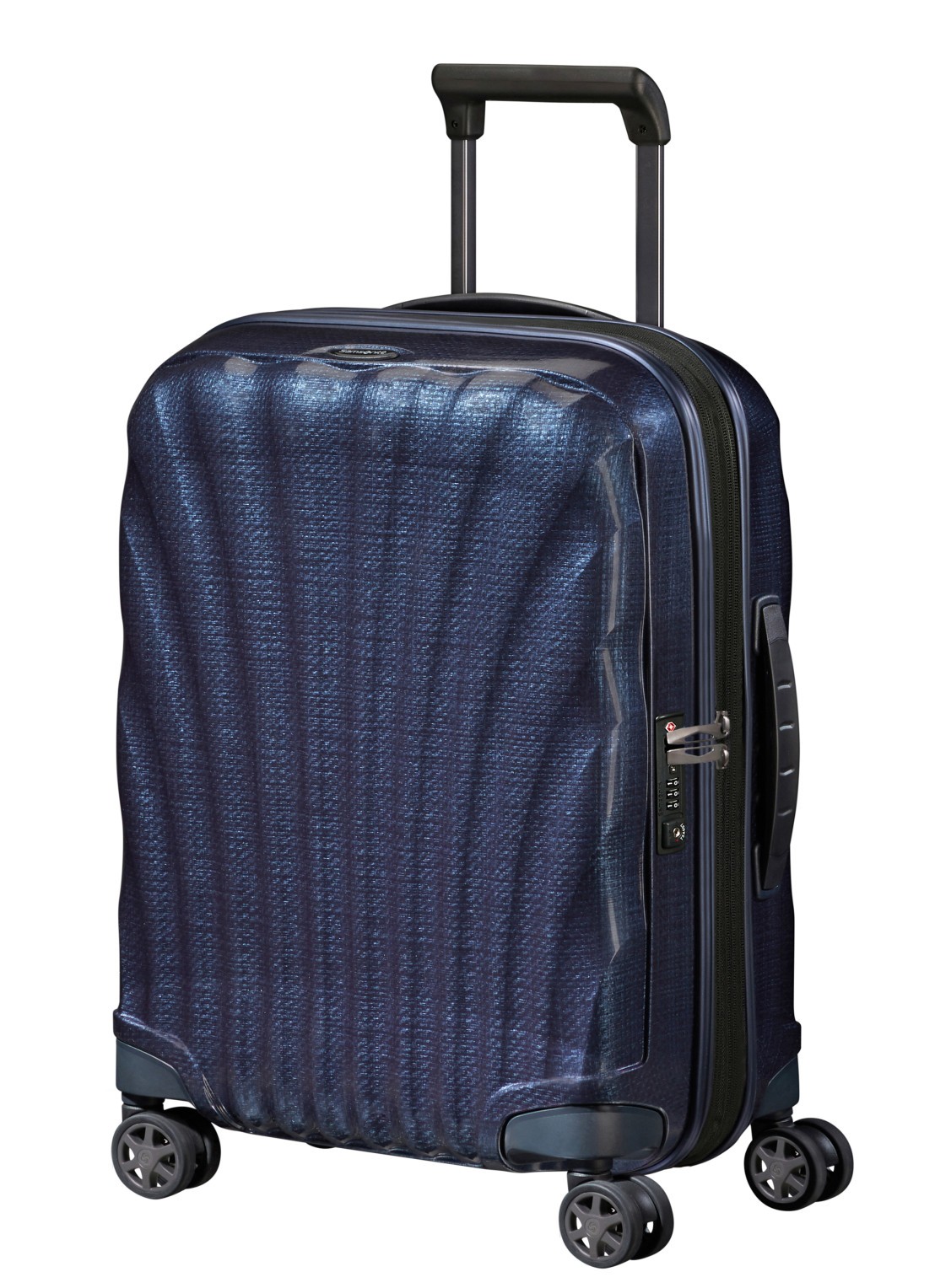 Samsonite C-Lite vergrootbare spinner 55 cm - voorkant 4 donkerblauw