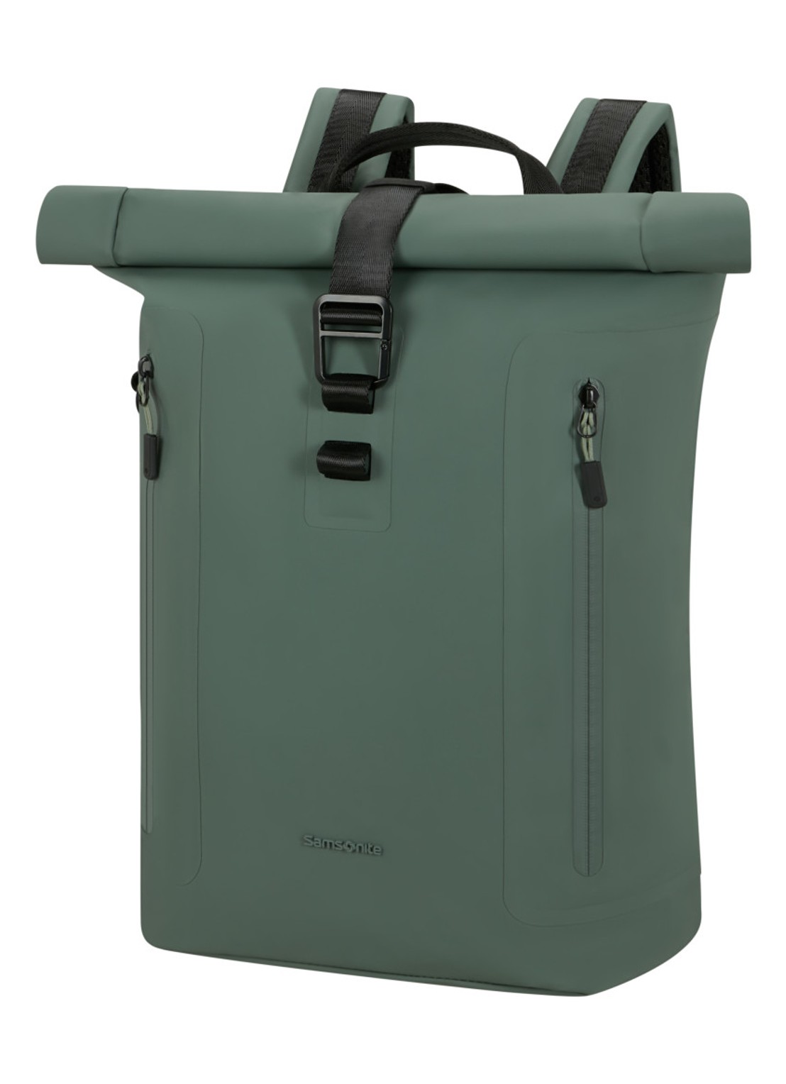 Samsonite Coatify Biz Rolltop rugzak met 14.1 inch laptopvak - voorkant 3 olijfgroen