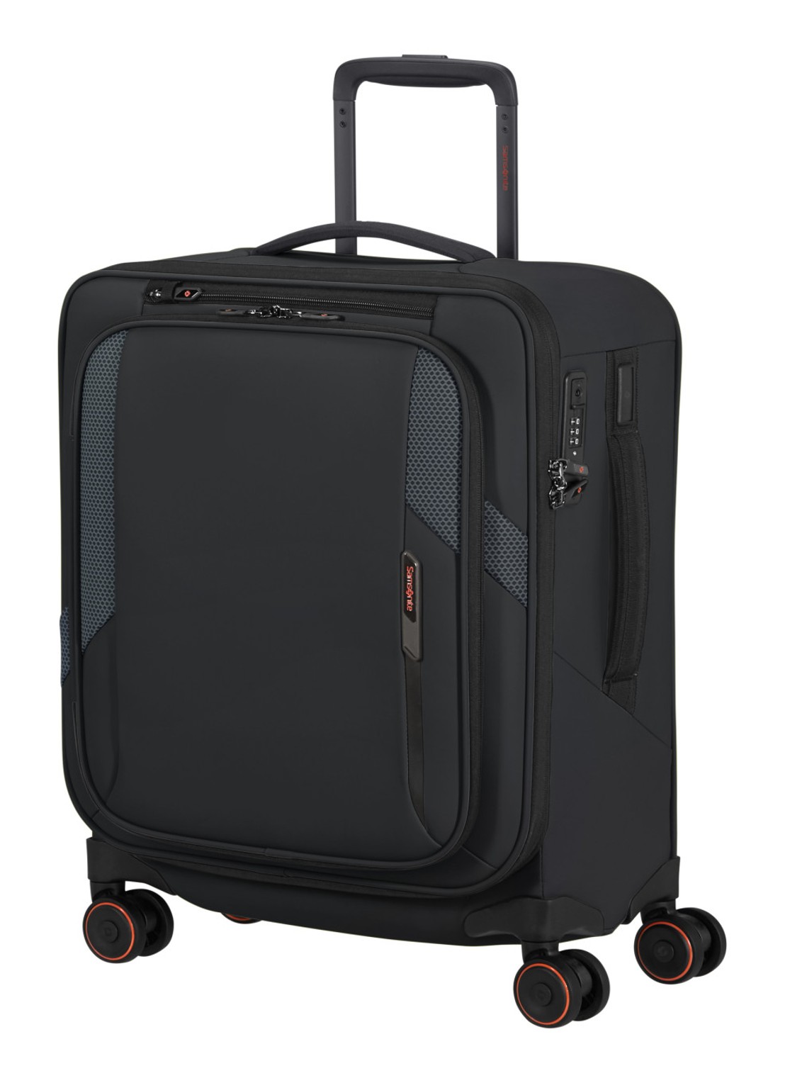 Samsonite Glazed vergrootbare spinner 55 cm - voorkant 4 zwart