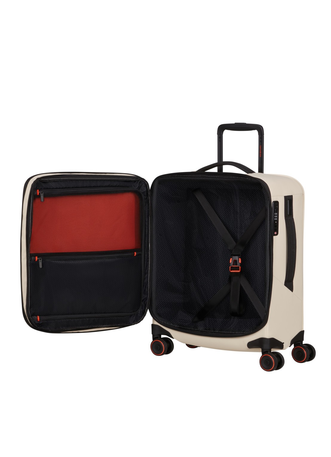 Samsonite Glazed vergrootbare spinner 55 cm - achterkant zand
