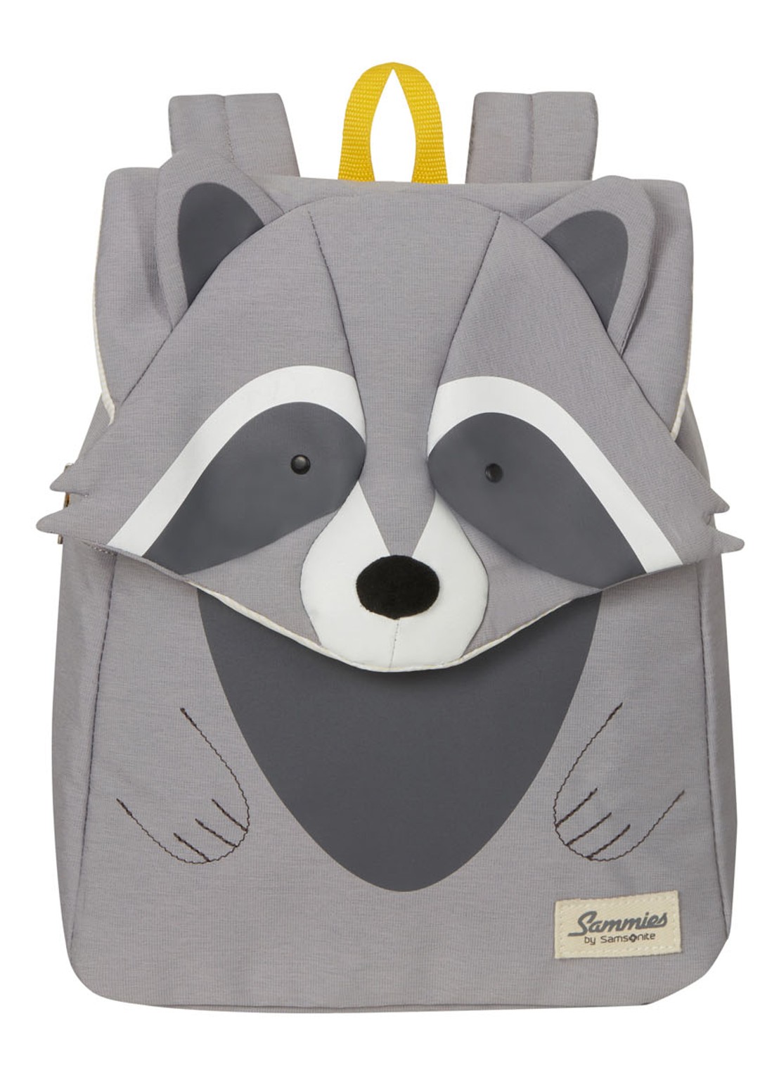 Samsonite Happy Sammies Raccoon Remy rugzak S+ met applicatie - voorkant lichtgrijs