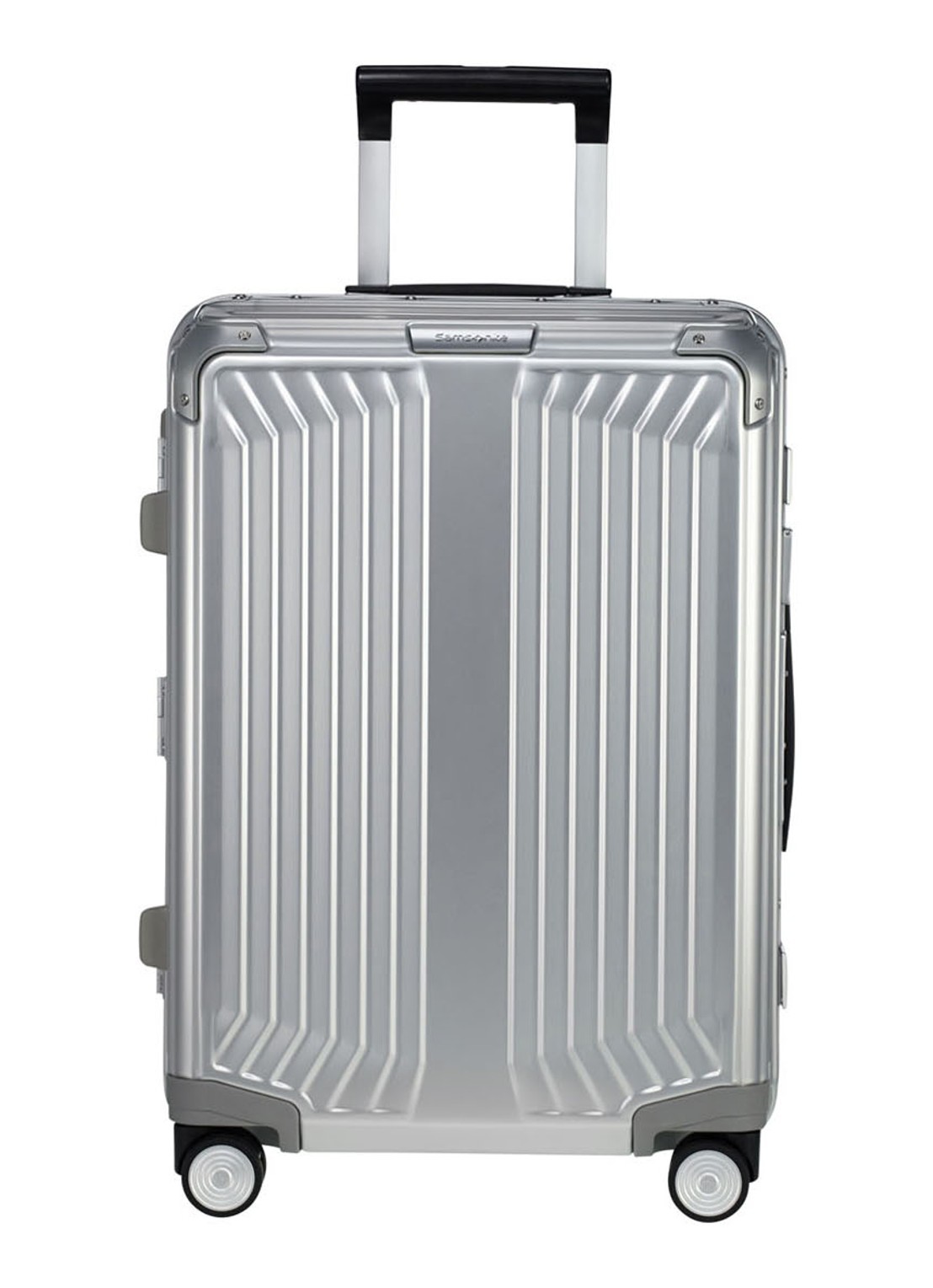 Samsonite Lite-Box Alu spinner 55 cm  - voorkant zilver
