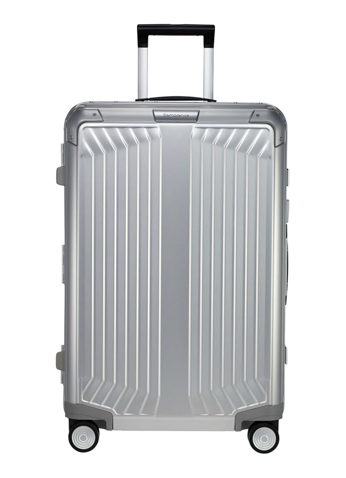 Samsonite Lite-Box Alu spinner 69 cm  - voorkant zilver