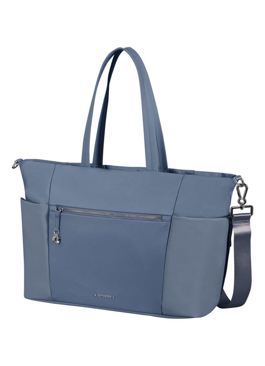 Samsonite Move Journey schoudertas met 14,1 inch laptopvak - voorkant 2 blauwgrijs