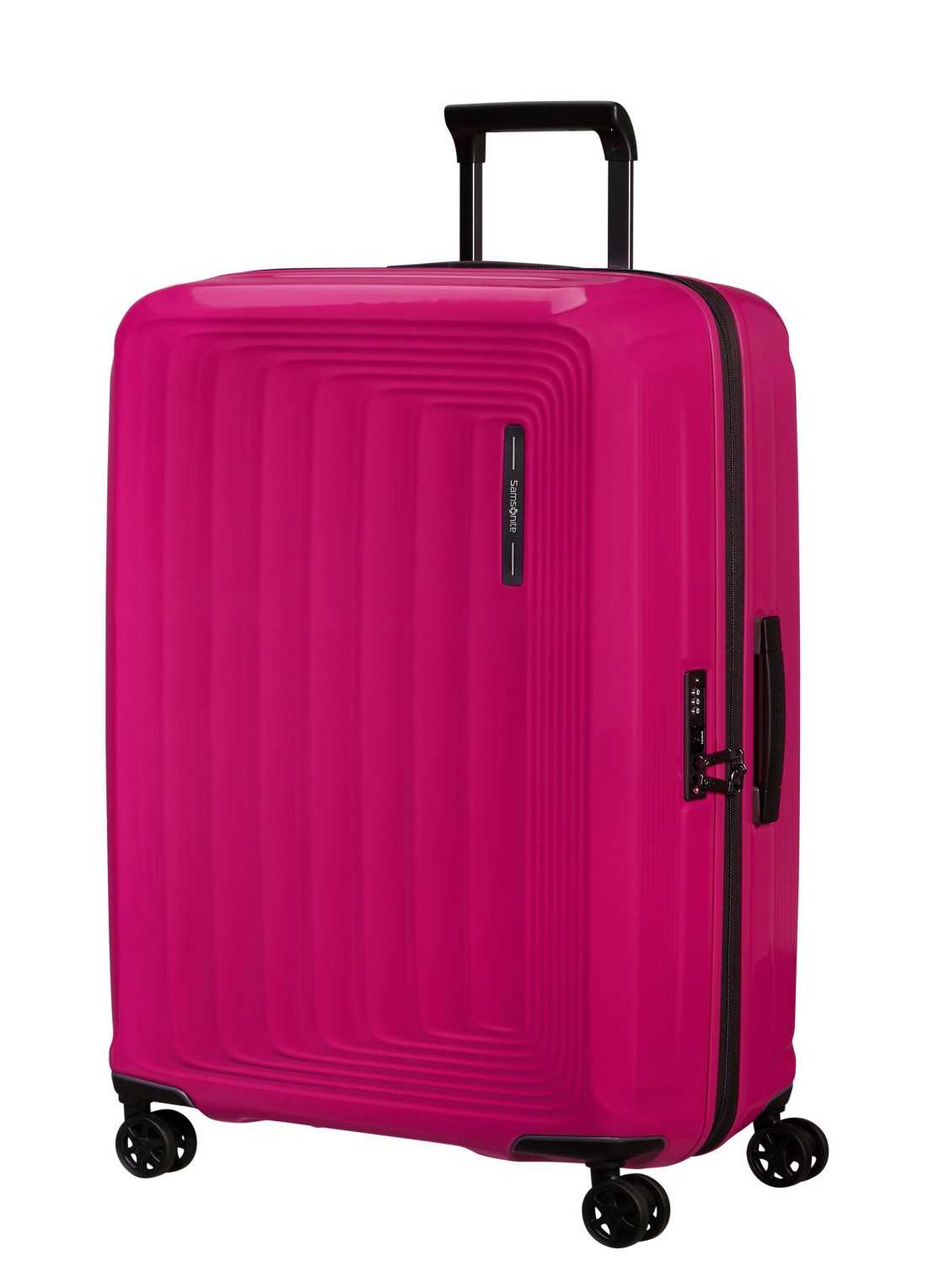 Samsonite Nuon vergrootbare spinner 75 cm - voorkant 5 metallic ruby / donkerroze