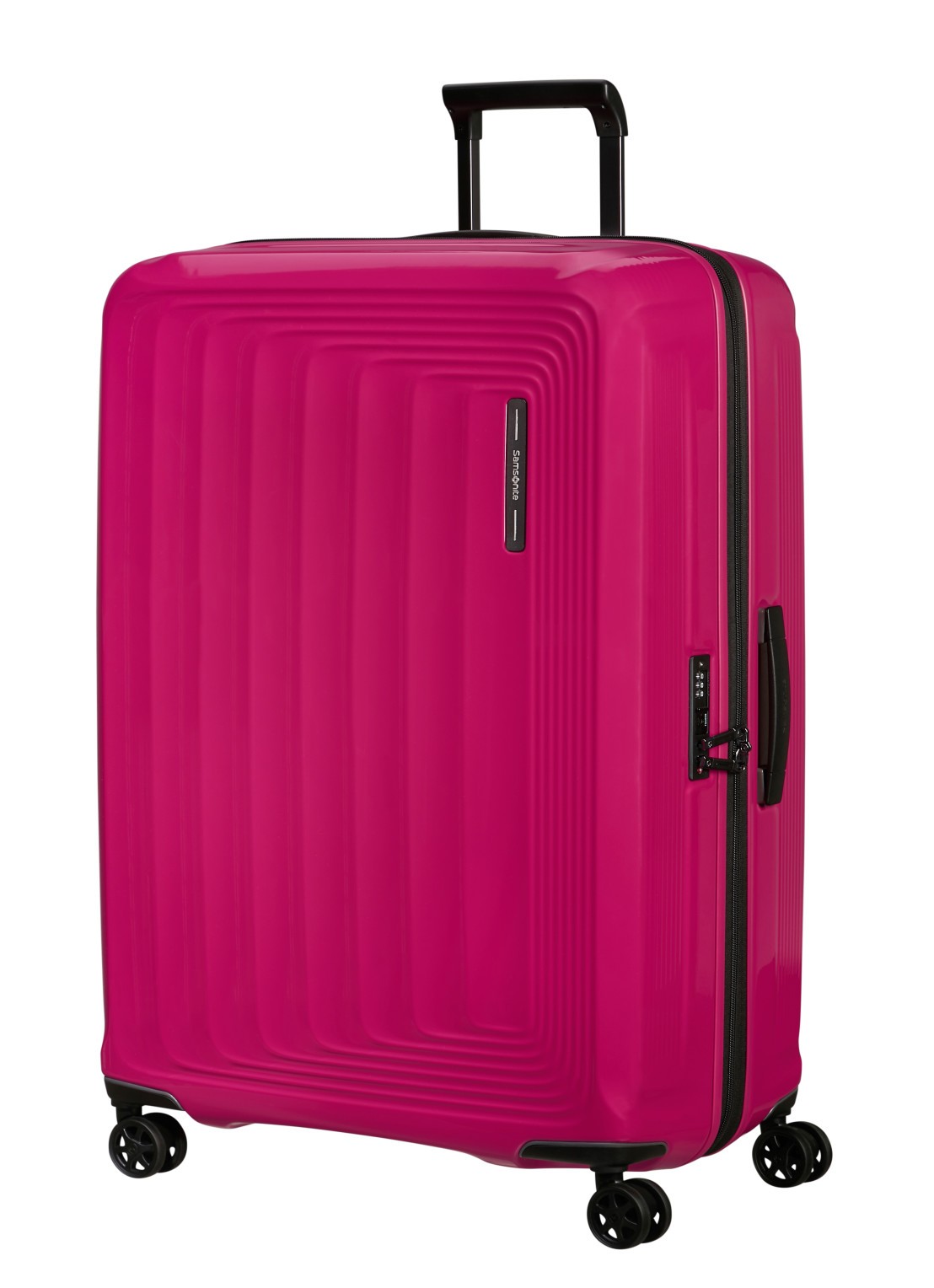 Samsonite Nuon vergrootbare spinner 81 cm - voorkant 4 metallic ruby / donkerroze